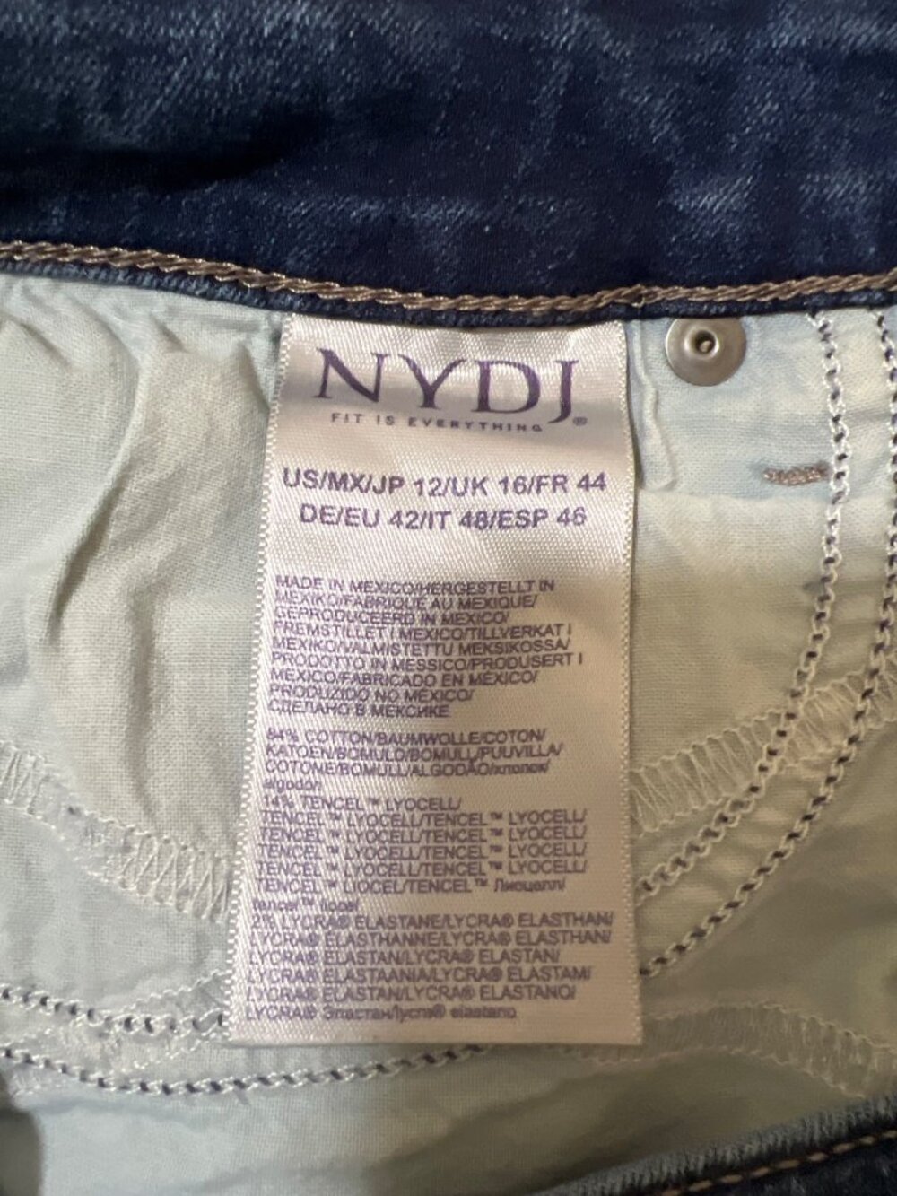 NYDJ Marilyn straight jeans size 12 blue denim - Picture 9 of 9
